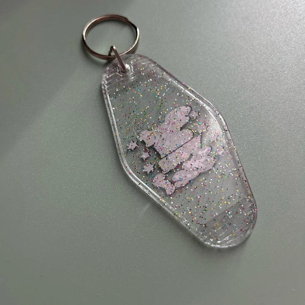 Glittery Keychain with Colorful Text - Picture 3 of 3